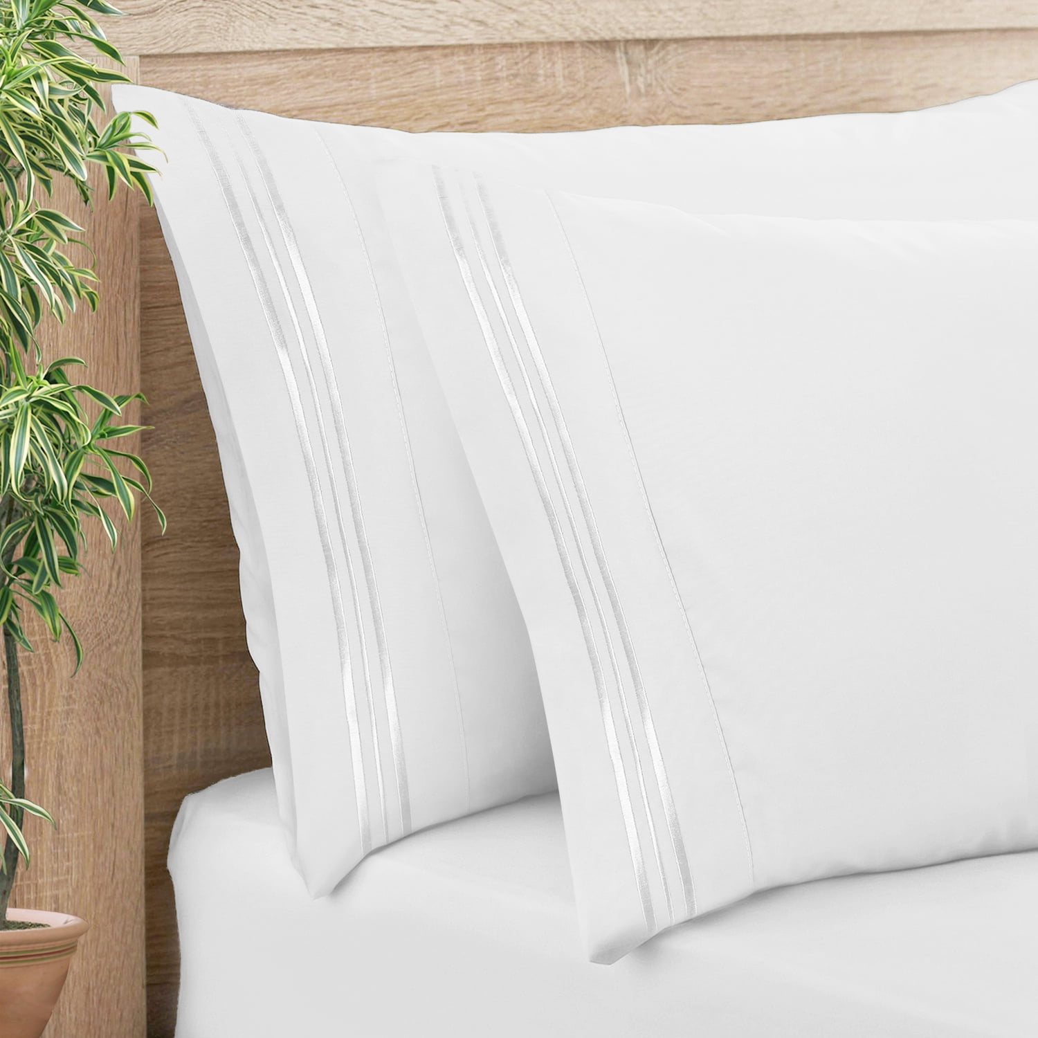 Clara Clark Pillow Cases Premier 1800 Microfiber Collection Pillow Case Set Of 2 Pieces, King Size, White