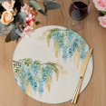 thumbnail image 3 of Teal Weeping Floral Round 15 Inch Placemats Set of 6, Spring Summer Pastoral Flowers Rustic HeatResistant Non Slip Place Mats for Dining Table, Wipeable Braided Kitchen Table Mats for Housewarming, 3 of 9