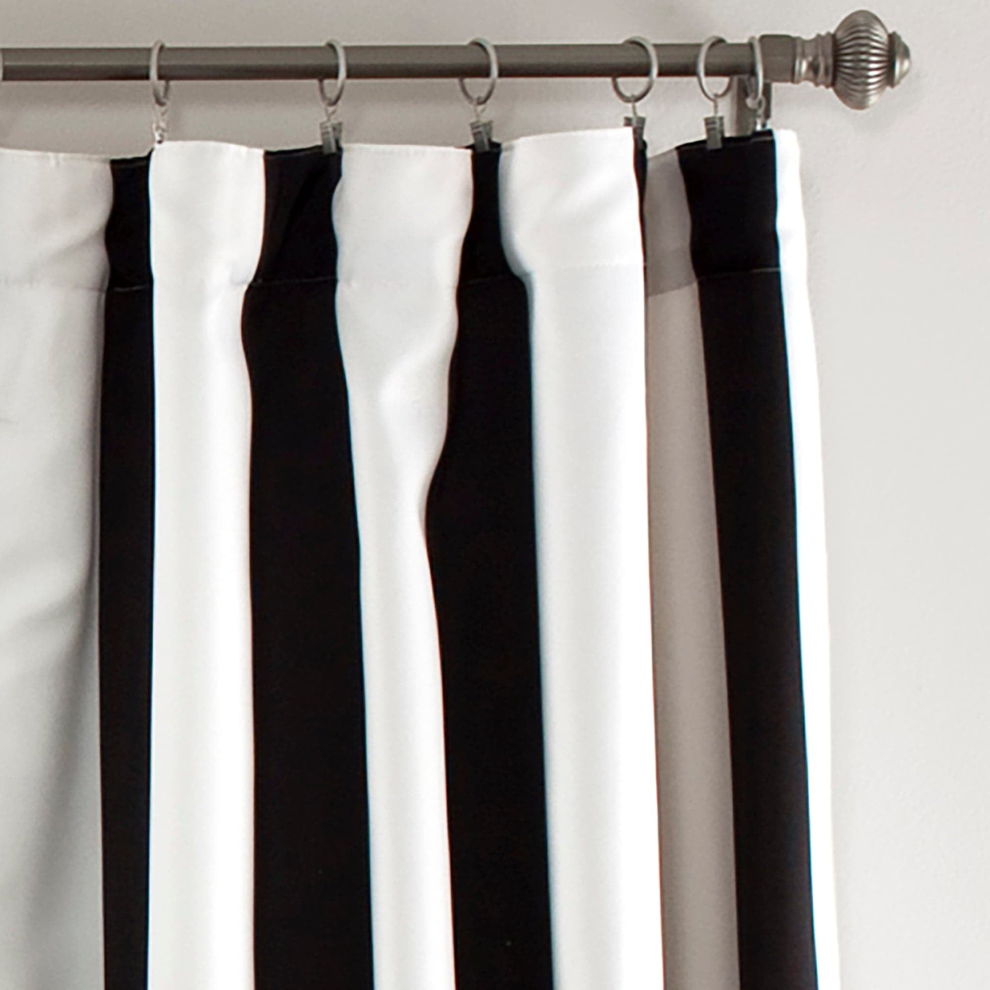 Lush Decor Wilbur Stripe Room Darkening 108" x 52" Stripe Black 100% Polyester 3" Back Tab Rod Pocket Pair Window Panel
