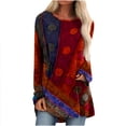 thumbnail image 1 of Pompotops Haut de Mode Décontracté à Manches Longues Style Ethnique Col Rond pour Femmes Grande Taille, 1 of 4