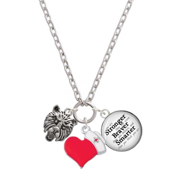 Delight Jewelry Silvertone Small Bear - Mascot - Red Heart Nurse Strong Zoe Necklace