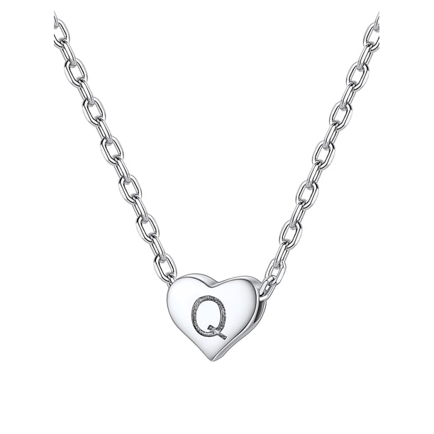 Collar de plata de ley 925 con inicial de corazón letra Q Silvora♥ joyería para esposa mamá hija con caja de regalo