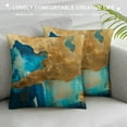 thumbnail image 3 of Qinduosi  Teal and Gold Throw Pillow Covers  Blue Abstract Pillow Cases Turquoise Velvet Decorative Cushion Cases for Sofa Couch White, 3 of 5