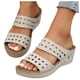 thumbnail image 3 of Bmisegm Women's Summer Slope Heel Solid Color Open Toe Embroidery Thick Bottom Slippers Sandals Sandals Women Summer White 6.5, 3 of 5