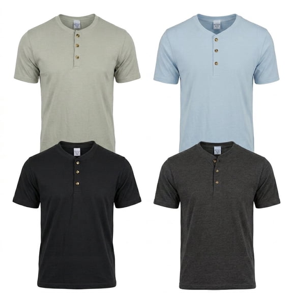 Men's Short Sleeve Regular Fit Causal Henley Cotton T-Shirt Lightweight