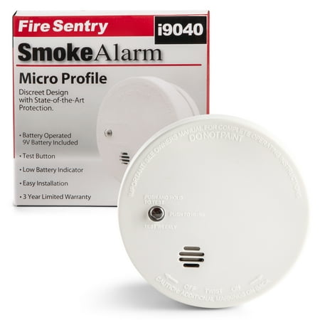 Kidde Fire Sentry Micro Profile 3 Year Smoke Alarm, 9 Volt Battery