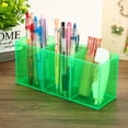 thumbnail image 6 of Uxcell 3 Compartments Clear Acrylic Pen Holder Pencil Holder Pen Organizer Pencil Cup Square Green, 6 of 6