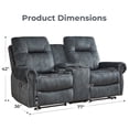 thumbnail image 3 of Ebello Manual Recliner Loveseat Sofa, 2-Seater Vintage Rivet Design Reclining Couch with Center Console, Hidden Storage & Cup Holders for Living Room, Greenish Gray, 3 of 8