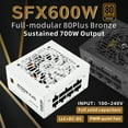 thumbnail image 1 of SFX 80Plus Bronze 600W White Power Supply Full-Modular For Mini ITX Chassis Small Computer Case 100/220V Input 100v-240v 600W, 1 of 5