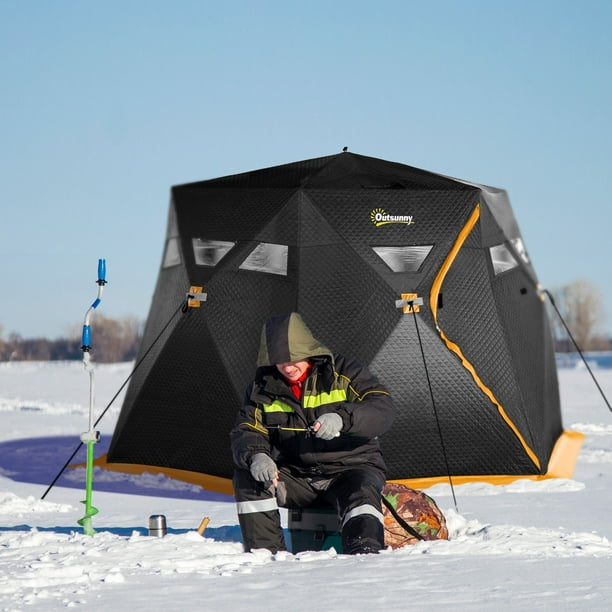 Outsunny 4 Person Insulated Ice Fishing Shelter, Pop-Up Portable