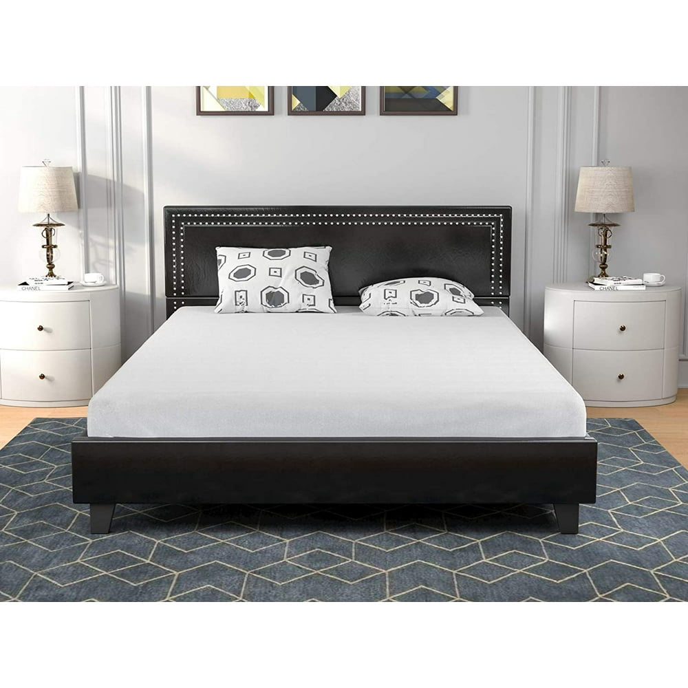 Mecor Faux Leather Platform Bed Frame/Upholstered Panel Bed Full Size