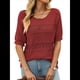 thumbnail image 1 of Suéteres de Corta para Mujer, Suéter de Cuello Redondo de Verano, Tops de Crochet. Rojo XL, 1 of 9