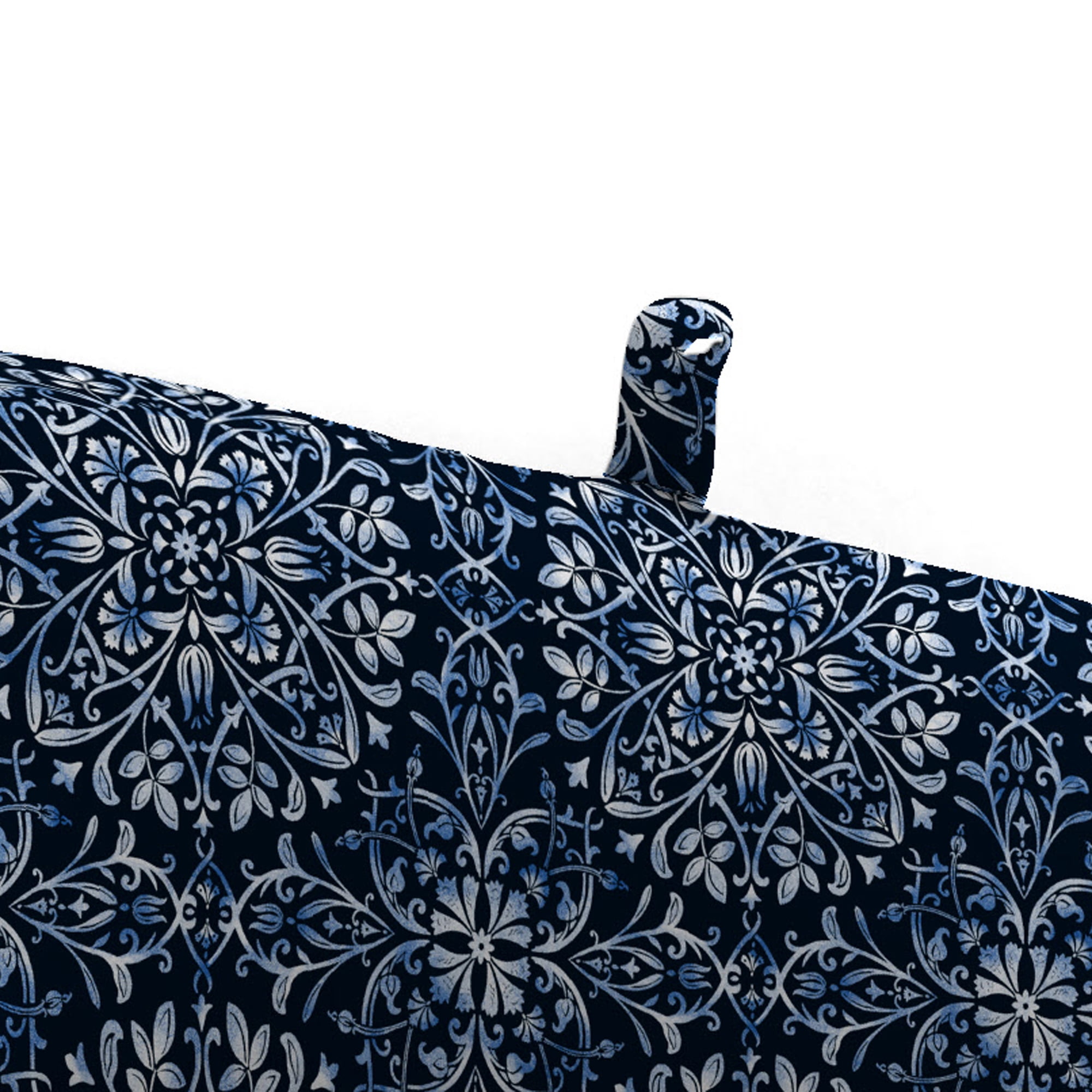 Jordan Manufacturing 72" x 22" Dresden Midnight Navy Damask Rectangular Outdoor Chaise Lounge Cushion with Ties and Hanger Loop