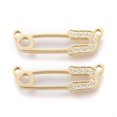 thumbnail image 2 of 1Pcs Safety Pin Shapes Pendants 316 Surgical Stainless Steel Micro Pave Cubic Zirconia Pendants Golden for Women Birthday Festival, 2 of 3