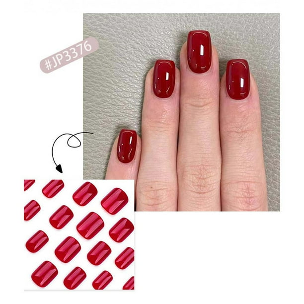 Uñas postizas a presión, regalos para mujeres, uñas cortas a presión, uñas postizas cortas con pegamento reutilizable, 12 tamaños, parche de 2 ml