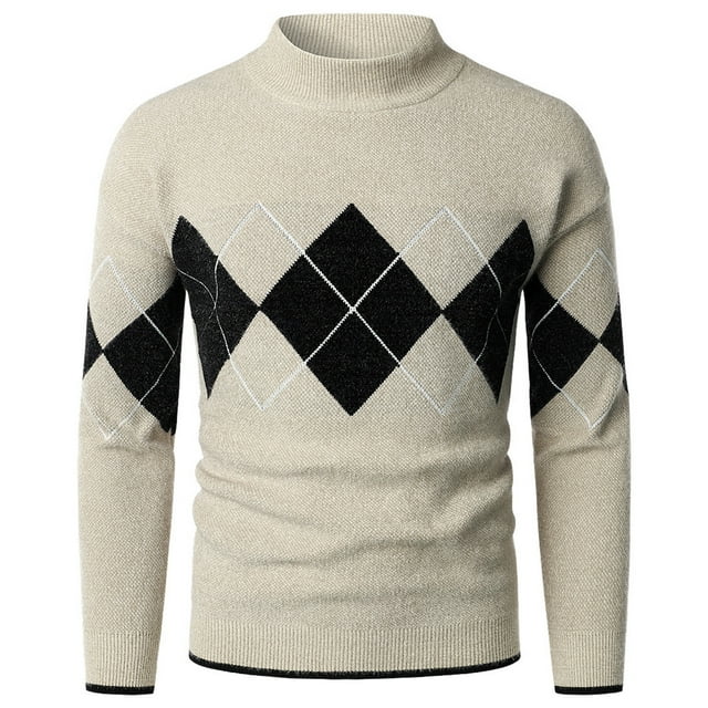 TIMIFIS Men Turtleneck Sweaters Fashion Casual Patchwork Color High Neck Sweater Long Sleeve Pullover Bottoming Sweater pring