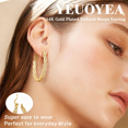 thumbnail image 3 of YOUNGYUE 14K Gold Plated Hoop Earrings for Women, Hypoallergenic Thick Twisted Hoop Earrings with Cubic Zirconia, 3 of 6