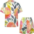 thumbnail image 4 of PRIYAL Ensemble de Pyjama Aquarelle Pêches pour Femmes, Shorts, Deux Pièces, Manches Courtes, 4 of 6