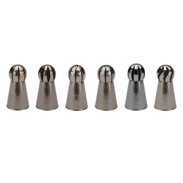 Ateco One Step Flower Tube incluye juego de puntas de bola rusas de acero inoxidable de 6 piezas