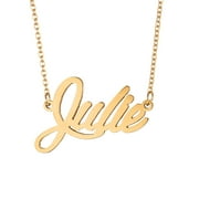 18k Gold Plated Julie Name Necklace Initials Charm Family Kid Names Jewelry