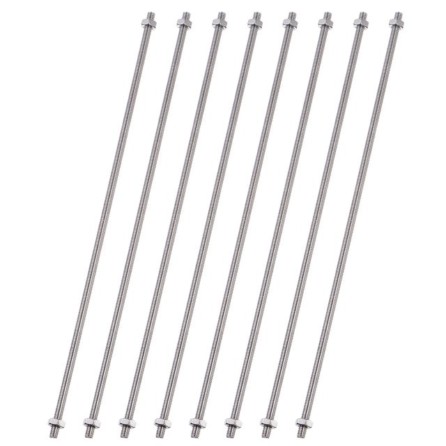 Unique Bargains 8 PCS 8/32 Inch M4 Threaded Rods Studs with Hex Nuts, 200mm Length 304 Stainless Steel Fully Rod and Hex Nuts