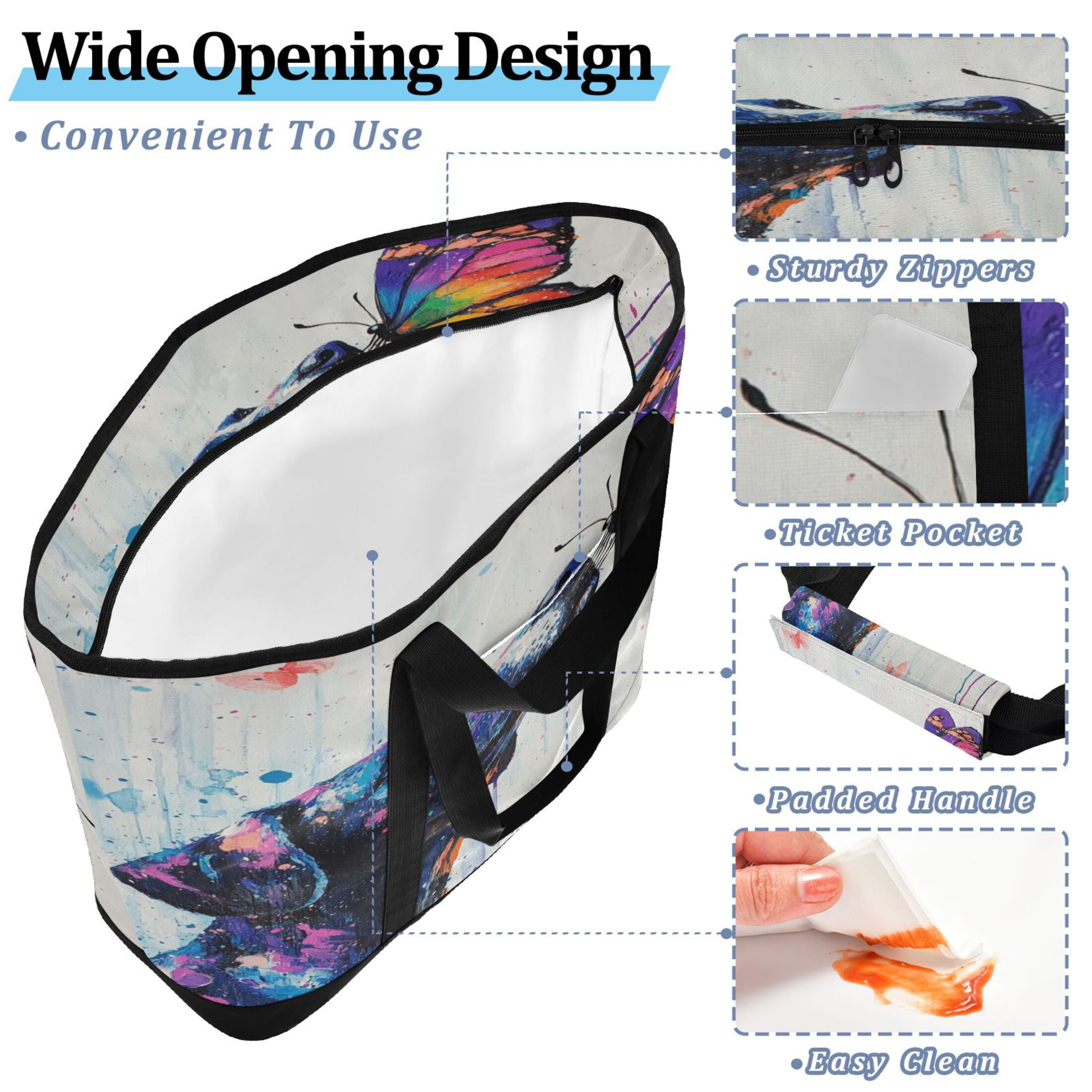 Large Hand-held Ice Pack Picnic Bag Insulation and Refrigeration Suitable for Shopping Picnics and Camping Colorful Dogs and Butterflies
