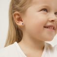 thumbnail image 2 of 14k Yellow Gold 4mm Violet Bezel Set Heart Cubic Zirconia Screw Back Earrings, 2 of 7