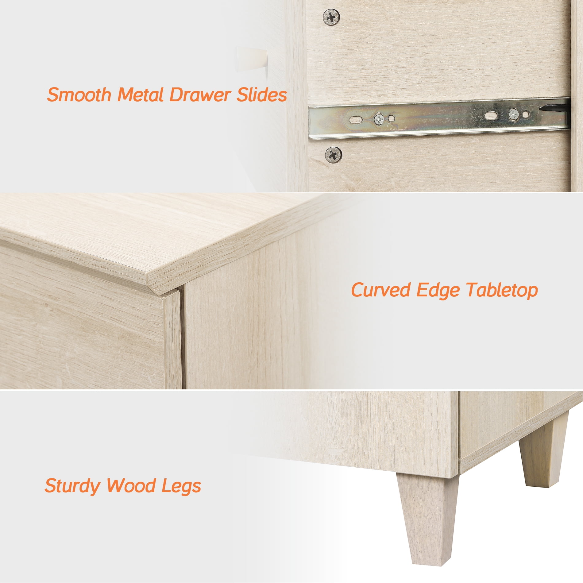 WAMPAT 8 Drawers Dresser with 2 Cabinets for Bedroom, 3-in-1 Modern Wooden Chest of Drawers, 94" Wide, Light Oak Wood Finish