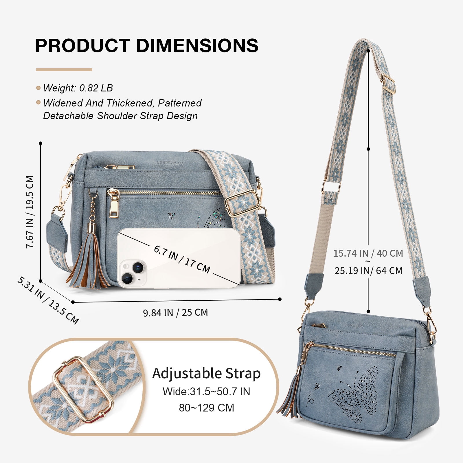 Small Crossbody Bag for Women, Cell Phone Purse Womens Shoulder Handbags Wallet Purse with Credit Card Slots Adjustable Guitar Strap