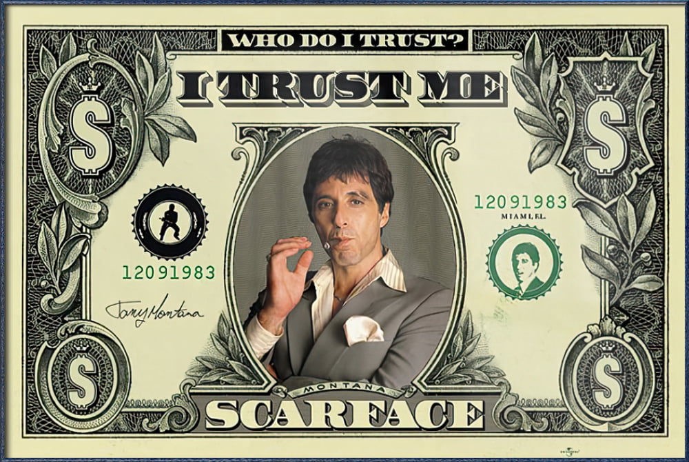 Scarface Tony Montana Fake Money Novelty Note w/ protector Sleeve Free Ship 1 