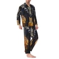 thumbnail image 2 of Susaid Romantic Flower Astronaut Couple Print Men's Long Sleeve Pajama Set, Two-Piece Button-Down Loungewear PJs Set, Comfortable Sleepwear for Relaxation-Small, 2 of 7