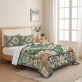thumbnail image 5 of Twin Quilt Set 68''x86'', Green Orange Beige Boho Lightweight Summer Bedspread Coverlet Set with 2 Pillow Shams, Retro Ethnic Tribal Abstract Art Breathable All Season Quilt Bedding for Dorm/Bedroom, 5 of 9