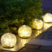 Ymiko étanche solaire crépitement boule de verre lumière pique au sol lampe pour jardin Yard P ND