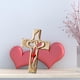 thumbnail image 1 of Cruz de madera tallada Corazón entrelazado para la boda del día de San Valentín Estándar de madera Macarena, 1 of 8