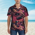 Balery Romantic Heart Guitar Print Men's Hawaiian Shirts Short Sleeve