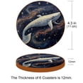 thumbnail image 3 of Whale 6PCS Round Microfiber Leather Coasters, 11x11cm/4.3x4.3in, Drink Coaster Set for Home and Office, Table Coasters, Black Mats for Cups and Glasses, 3 of 6