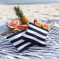 thumbnail image 2 of 2 Pack Outdoor Waterproof Throw Pillow Covers,Navy Blue Stripe Summer Nautical Theme Decorative Square Patio Pillowcases for Chair Couch Sofa 16x16in, 2 of 9