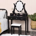 thumbnail image 3 of Gymax Vanity Table Set w/10 Light Bulbs and Touch Switch Makeup Dressing Table Black, 3 of 10