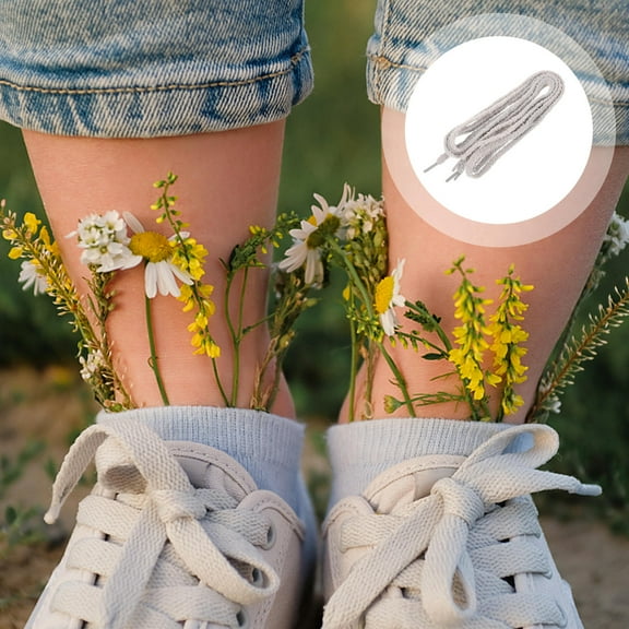 Raindrops Casual Shoe Laces Plush Wide Shoestring Grey 1 Pair Casual Shoes Accessory