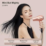 Lura Mini Travel Hair Dryer with Diffuser,Portable Dual Voltage Small Blow Dryer Foldabel with EU Plug Concentrator,Gold
