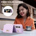 thumbnail image 3 of Phone Case for Samsung Galaxy Z Fold 3 5G 2021 Wallet Cell Cover with Slim Ring Stand Credit Card Holder Slot ZFold3 Z3 Fold3 3Z ZFold35G Girl Women Men Purple, 3 of 13