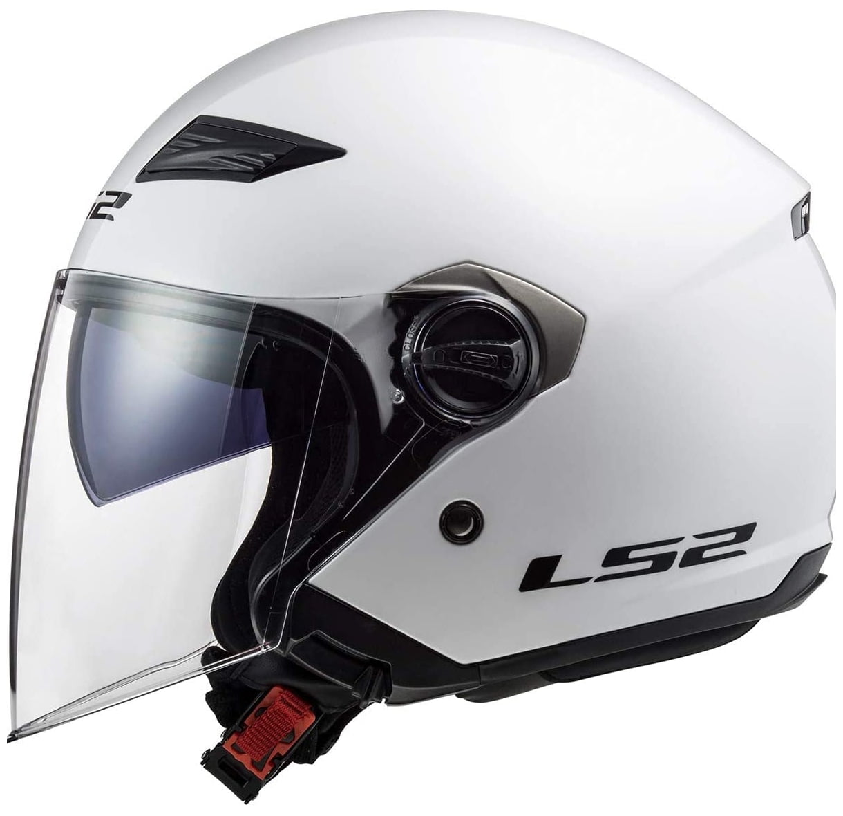 LS2 Helmets 569 Track Solid Open Face Motorcycle Helmet with Sunshield Pearl White, Medium 