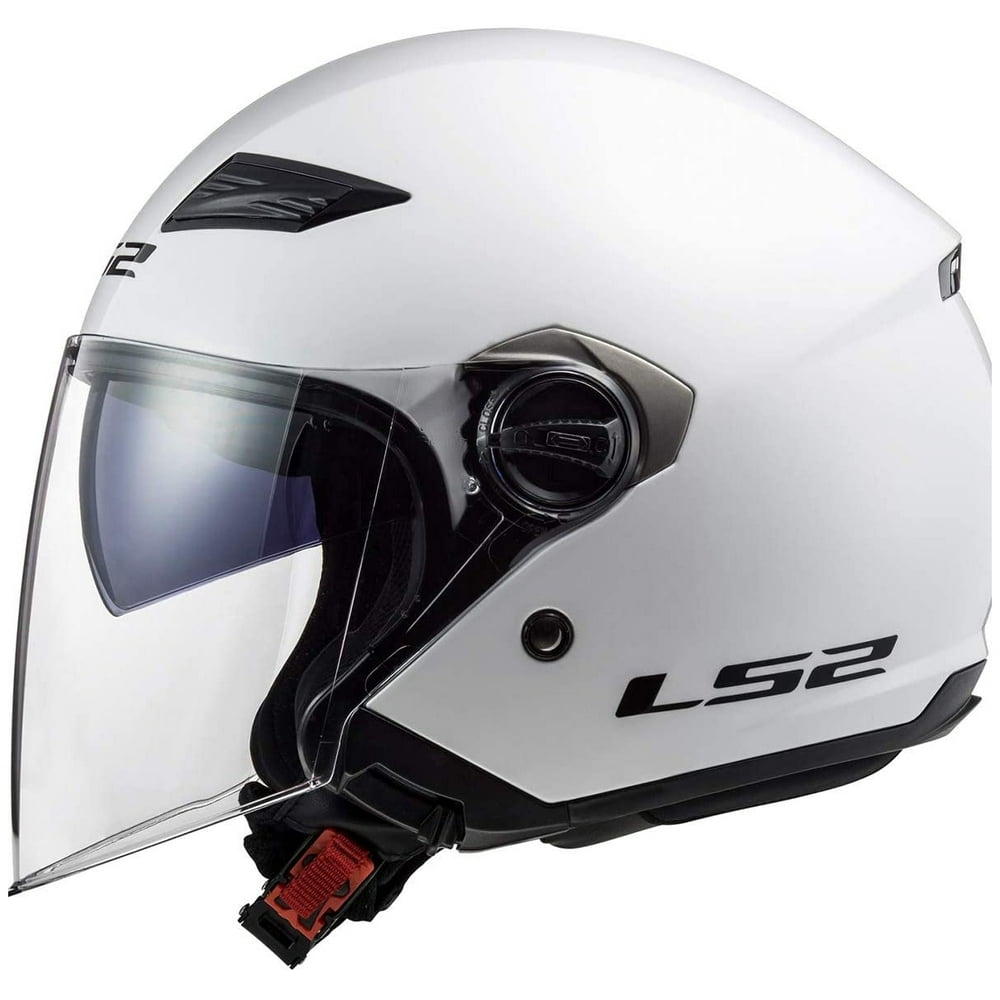 LS2 Track OF569 Solid Open Face Motorcycle Helmet Pearl White MD