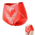 thumbnail image 2 of AWZXDE Culottes Taille Haute en Soie Glacée pour Femmes, Culottes Imprimées Sans Couture, Sans Ourlet, Rouge, 2 of 8