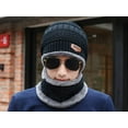 thumbnail image 3 of 2 Pieces Winter Hat Scarf Set Warm Knit Thick Beanie Scarves Knitted Cap for Men, 3 of 10