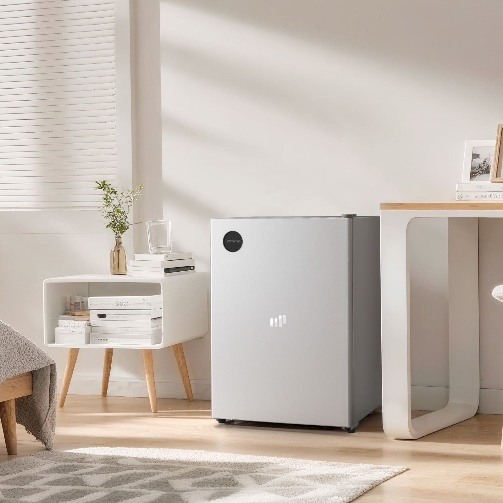 Upstreman 2.5 Cu ft Mini Fridge Without Freezer, Single Door Small Refrigerator No Freezer, Freezerless All-Refrigerator Cooler for Kitchen Office Bedroom Dorm, Silver CR26