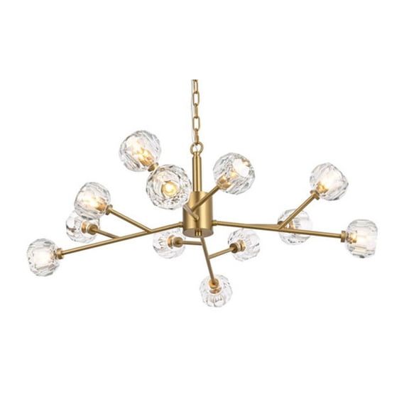 Elegant Lighting Graham 12-Light Modern Crystal/Iron Pendant in Gold