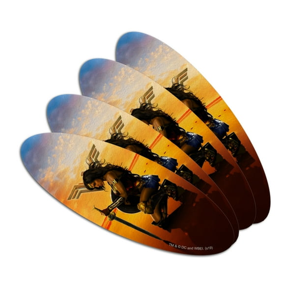 Wonder Woman Movie Poster Double-Sided Oval Nail File Emery Board Set 4 Pack