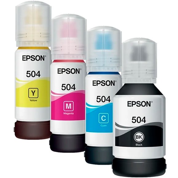 Kit de 4 Botellas de Tinta Epson T504 Ecotank para L4150 L4160 L6161 L6171 L6191