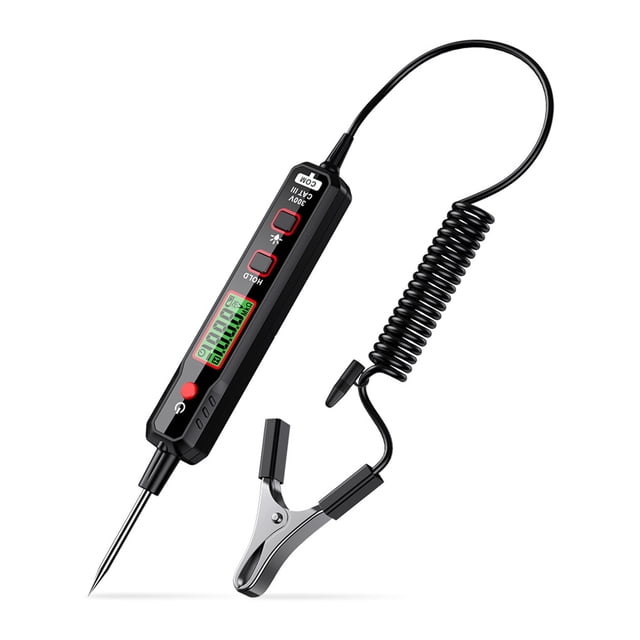 Hi,Fancy Voltage Detector Lightweight Backlit Screen Tester Pen Flashlight Metal Probe Data Hold Digital Indicator Car Automobile Black 1